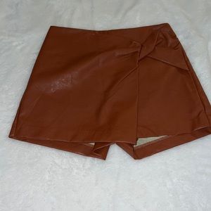 Artificial leather skort